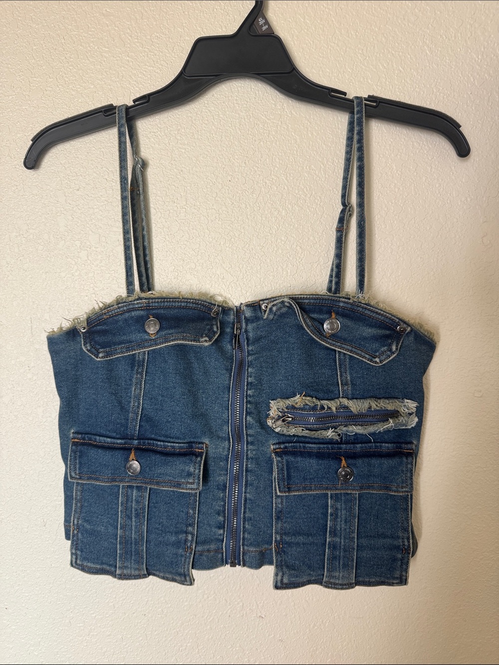 Forever 21 Denim Bustier Crop Top - Blue